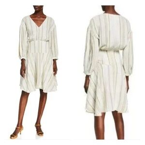 ATM Anthony Thomas Melillo Cream Striped Midi Dress